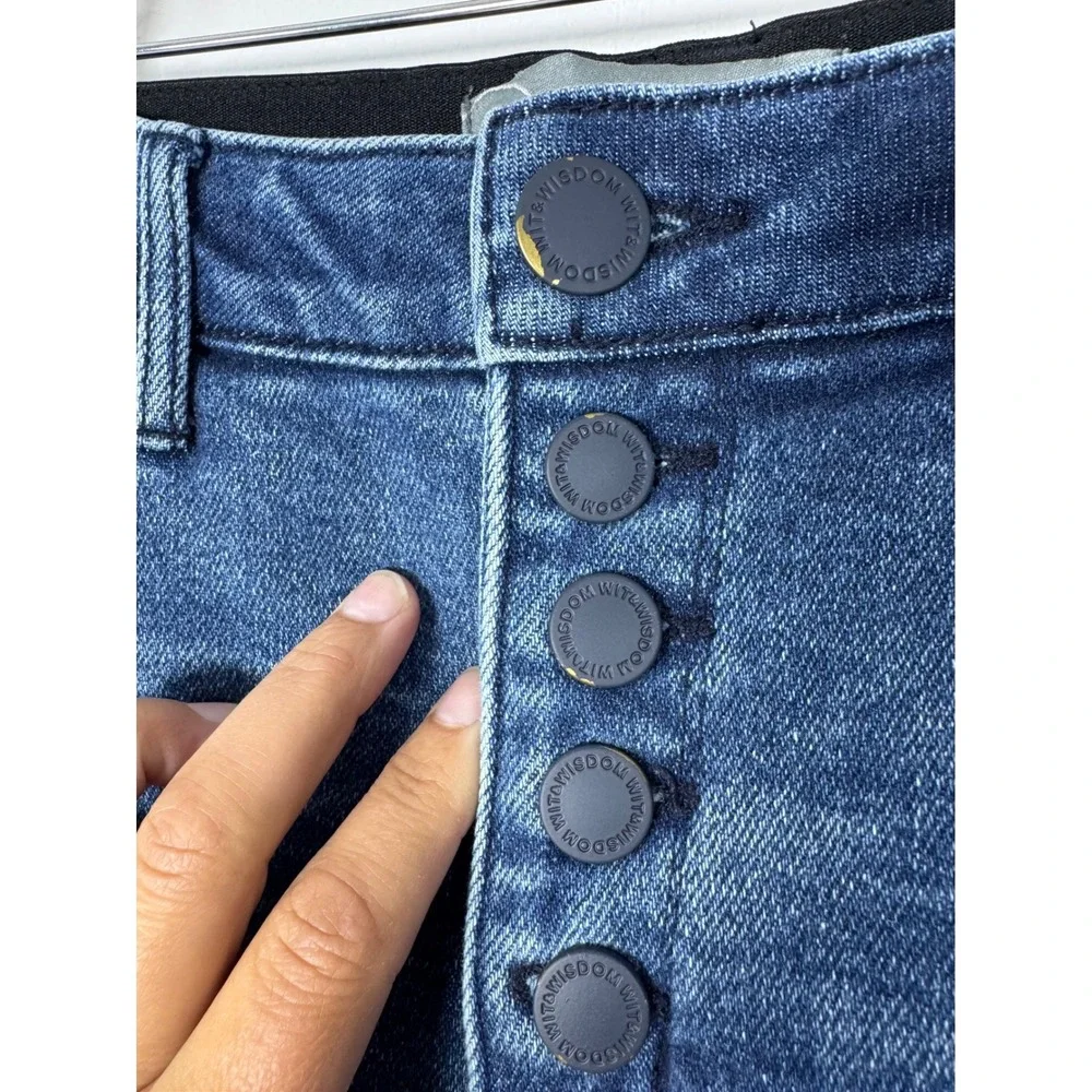 Boho Wit & Wisdom Women 4 Skinny Jeans Blue High Rise Ab-solution Button Fly Raw